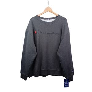 Champion Men Powerblend Graphic Script Logo Sweatshirt Size 2XL Gray Crew Y06794